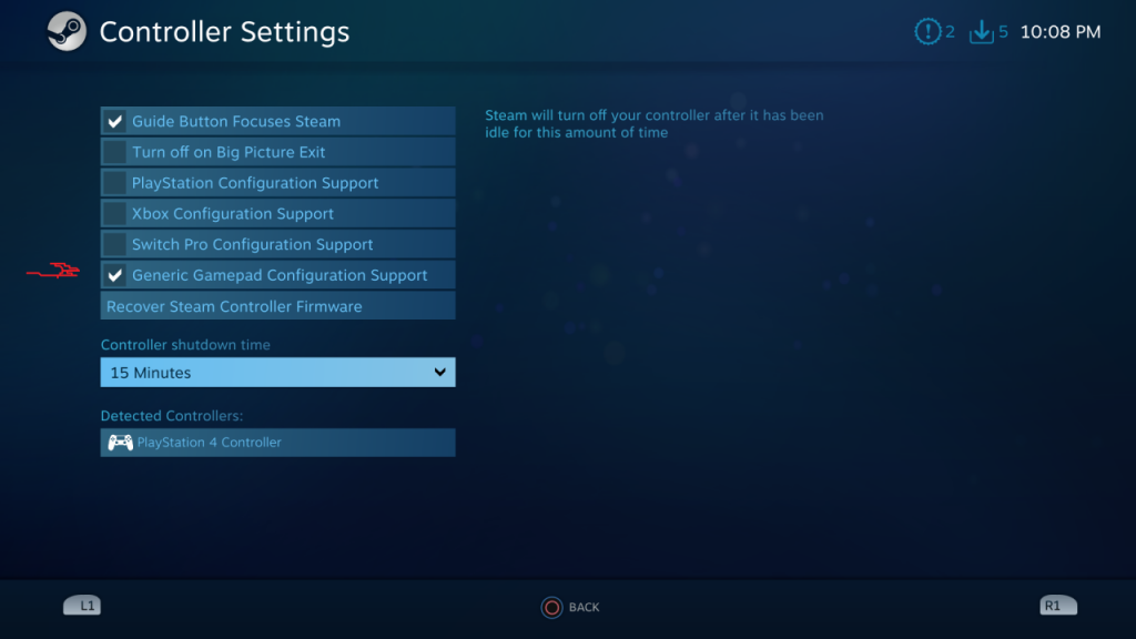 configuring ps4 controller on steam
