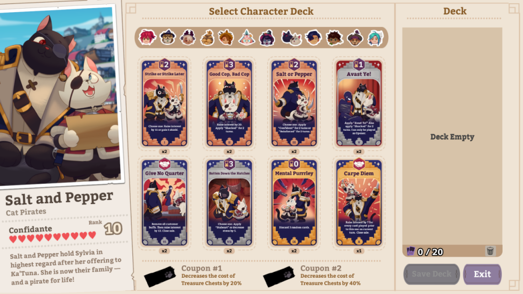 Potionomics All Characters Cards & Coupons + Lvl 10 Friendship Potion